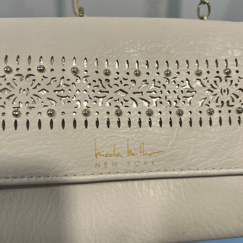 Nicole Miller Cream Clutch with Chain Strap - Picture 2 of 6